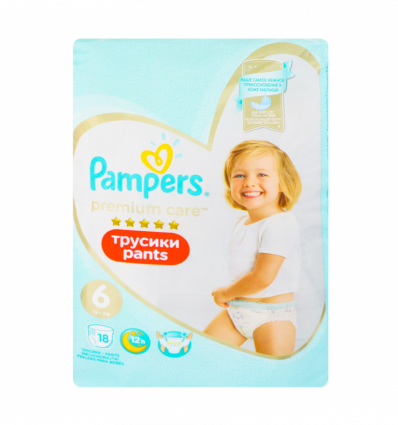 Подгузники Pampers Premium care 6 размер для детей 15+кг 18шт/уп