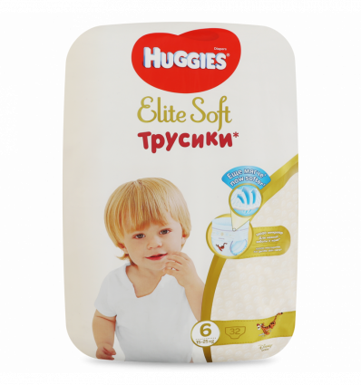 Підгузки-трусики Huggies Elite Soft 6 розмір для дітей 15-25кг 32шт