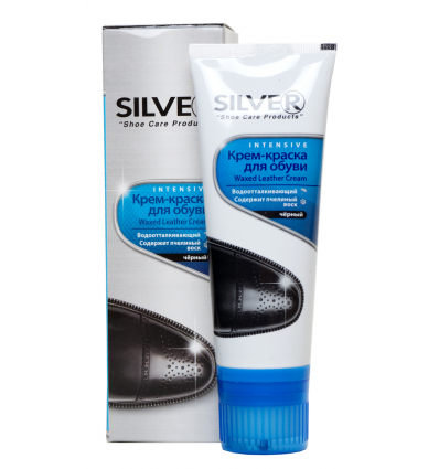 Крем-краска Silver для обуви черная с пчелиным воском 75мл