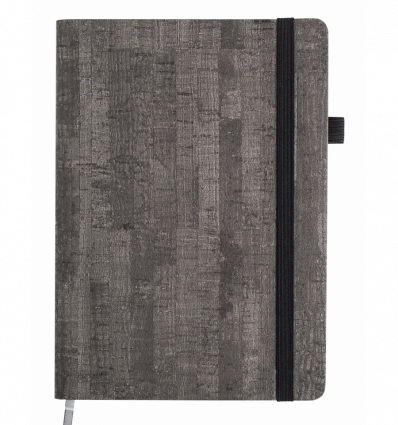 Блокнот діловий WOOD, А5, 96 арк., клітинка, сірий, шт.шкіра ( BM.295114-09 )