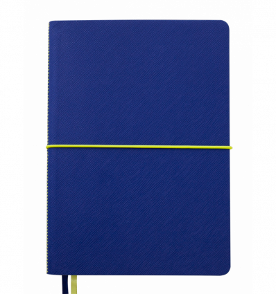Блокнот деловой UNIQUE, А5, 96 л., клетка, синий c желтым, иск.кожа ( BM.295107-02 )