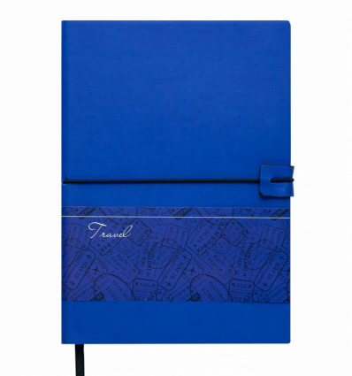 Блокнот деловой TRAVEL, L2U, А5, 96 л., клетка, синий, иск.кожа
