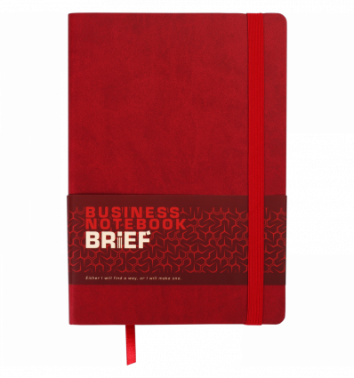 Блокнот діловий BRIEF, L2U, А5, 96 арк., лінія, червоний, шт.шкіра ( BM.295204-05 )
