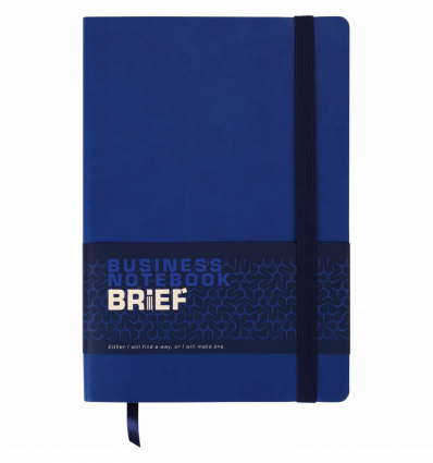 Блокнот деловой BRIEF, L2U, А5, 96 л., линия, синий, иск.кожа