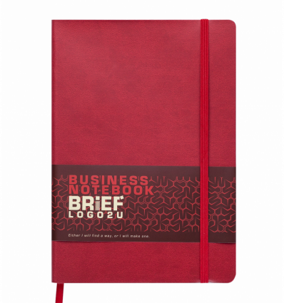 Блокнот діловий BRIEF, L2U, А5, 96 арк., клітинка, червоний, шт.шкіра ( BM.295104-05 )