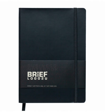 Блокнот деловой BRIEF, L2U, А5, 96 л., клетка, черный, иск.кожа