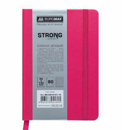 Блокнот деловой STRONG, L2U, 95x140 мм, 80л., клетка, розовый, иск.кожа