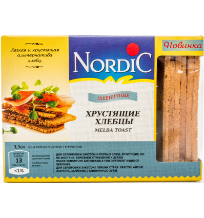 Хлібці Nordic хрусткі зі злаків пшеничні 100г