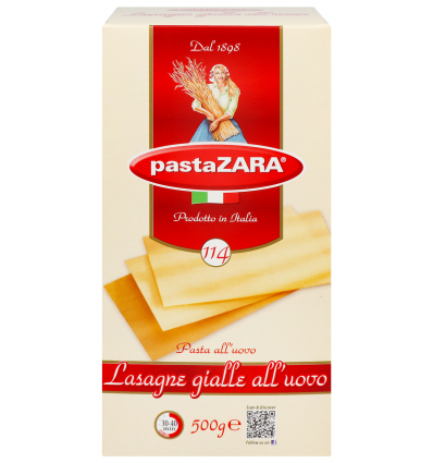 Изделия макаронные PastaZara Лазанья яичные 500г