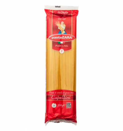 Изделия макаронные Pasta ZARA Capellini из твердый сорт пшеницы 500г