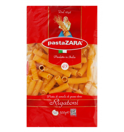 Макарони Pasta ZARA rigatoni з твердих сортів пшениці 500г