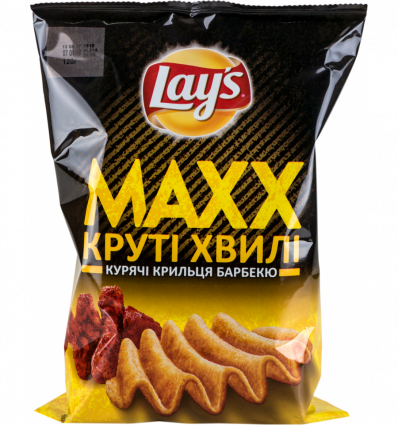 Чіпси Lay`s Maxx картопляні смак курячих крилець барбекю 120г