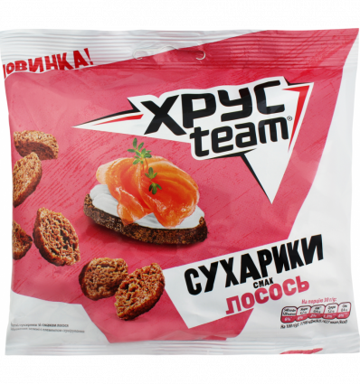 Сухарики ХрусTeam зі смаком лосося 110г