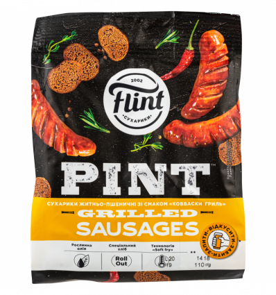 Сухарики житньо-пшеничні Flint Pint со вкусом колбаски гриль 110г