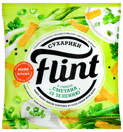 Сухарики Flint пшенично-житні смак сметани із зеленню 35г