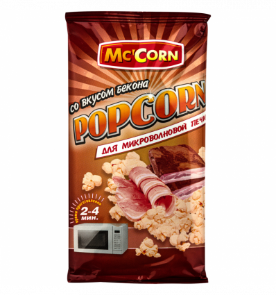Попкорн Mc`Corn зі смаком бекону для мікрохвильовки 90г