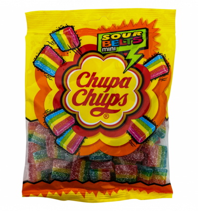 Мармелад жевательный Сhupa Chups Sour Belts Mini с фруктовым вкусом 150г