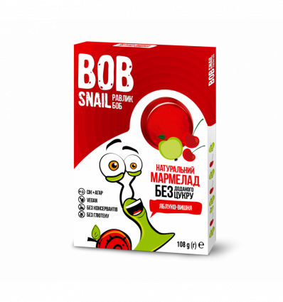 Мармелад Bob Snail яблоко-вишня без сахара 108гр