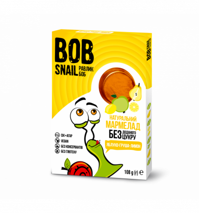 Мармелад Bob Snail яблуко-груша-лимон без цукру 108г