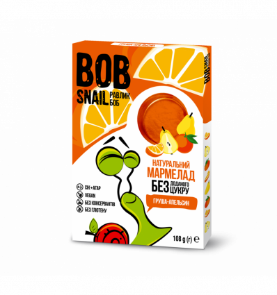 Мармелад Bob Snail груша и апельсин без сахара 108гр