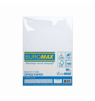 Папір офісний BUROMAX EUROMAX А4, 80 г/м², 100 арк