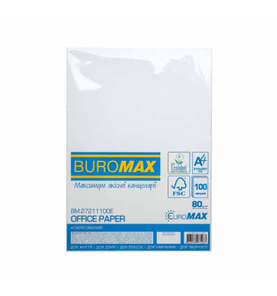 Папір офісний, EUROMAX, А4, 80г/м2, 100арк. ( BM.27211100E )