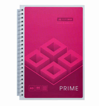 Зошит для нотаток PRIME, А5, 96 арк., клітинка, картонна обкладинка, рожевий