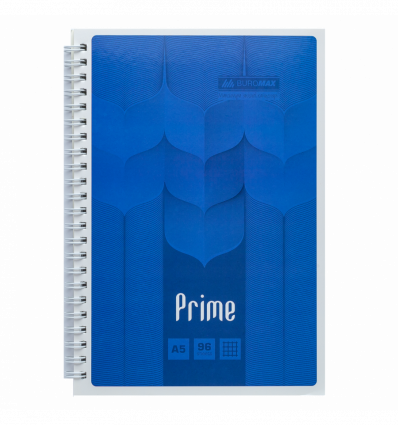 Зошит на пружині PRIME А5, 96арк., клітка, в картонній обкладинці, синій