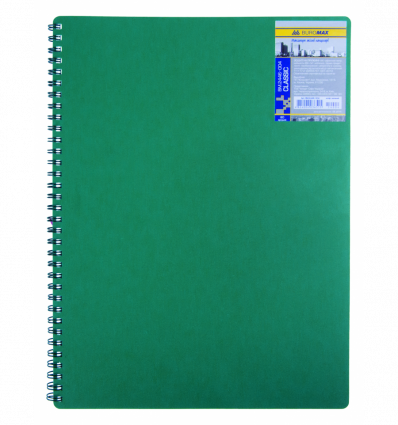 Тетрадь для записей CLASSIC, А6, 80 л., клетка, пластиковая обложка, зеленая