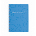 Записная книга на пружине, BAROCCO, А6, 80 л., клетка, пластиковая обложка, голубая