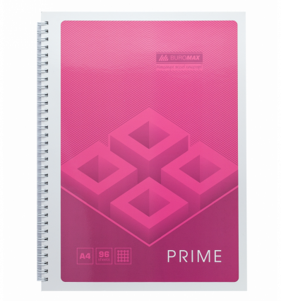 Зошит для нотаток PRIME, А4, 96 арк., клітинка, картонна обкладинка, рожевий
