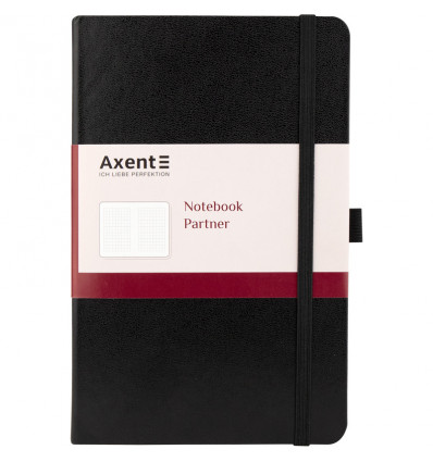 Книга записна Axent Partner 8201-01-A, A5-, 125x195мм, 96 аркушів, клітинка, тверда обкл, чорна