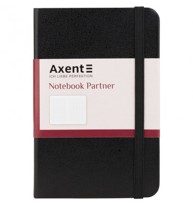 Книга записна Axent Partner 8301-01-A, A6-, 95x140 мм, 96 аркушів, клітинка, тверда обкл, чорна