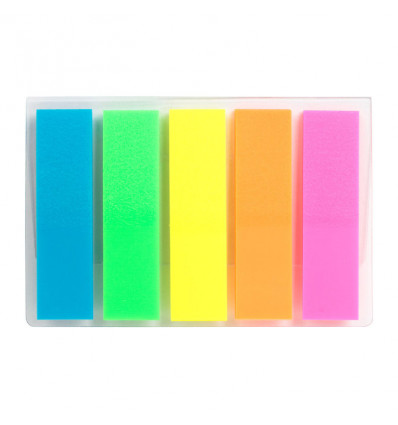 Закладки пластиковые неонового цвета Delta D2450-01, 12х45 мм, 125 штук