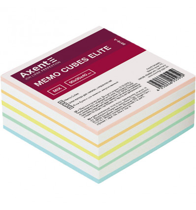 Папір для нотаток кольоровий AXENT Elite “Mix” 8016-A, 90х90х40 мм, непроклеєний