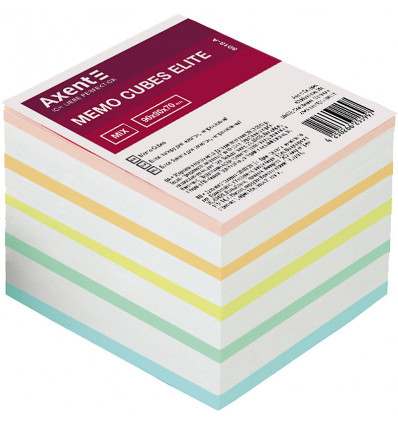 Бумага для заметок цветная AXENT Elite “Mix” 8018-A, 90х90х70 мм, непроклеенная
