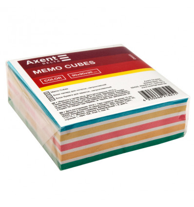 Папір для нотаток кольоровий AXENT Delta Color D8023, 90х90х30 мм, непроклеєний