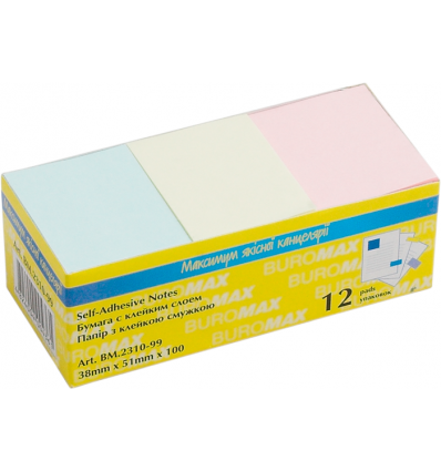 Блок паперу для нотаток PASTEL BM.2310-99, 38х51 мм, 3 кол. по 100 арк.