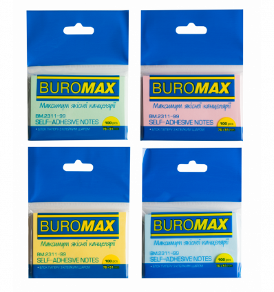 Стикеры BUROMAX BM.2311-99 51х76мм 100л PASTEL ассорти