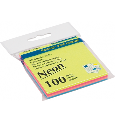 Блок паперу для нотаток NEON BM.2312-97, 76х76 мм, 4 кол. по 25 арк.