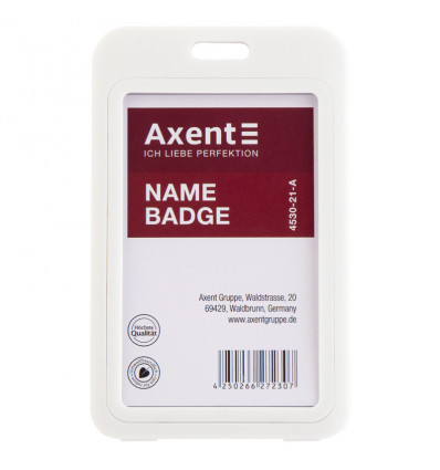 Бейдж Axent 4530-21-A вертикальний, PP, білий, 54х84 мм ( 4530-21-a )