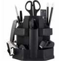 Набор настольный, JOBMAX, с наполнением (16 предметов), пластиковый, черный