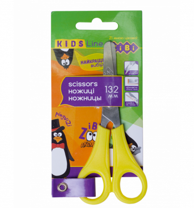 Ножницы детские с линейкой 132мм, желтые, KIDS Line ZB.5001-08