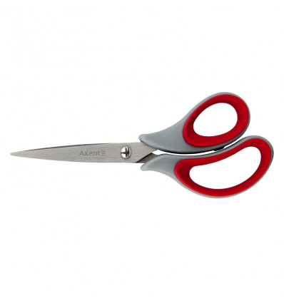 Ножницы Axent Duoton Soft 6101-06-A, 16.5 см, прорезиненные ручки, серо-красные