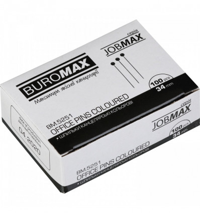 Шпильки цветные, JOBMAX, 34 мм, 100 шт. в пласт. коробке