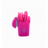 Степлер пластиковий МІНІ, RUBBER TOUCH, 12 арк., (скоби №24 26), 66x30x46 мм, рожевий