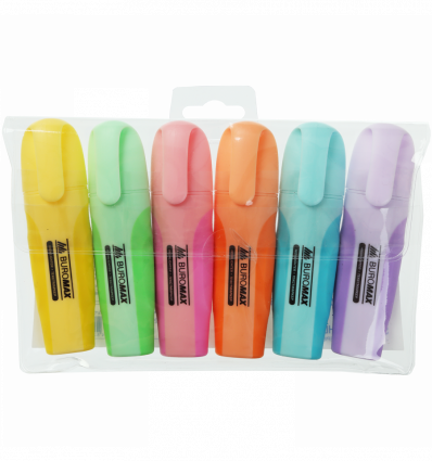 Набор из 6-ти текст-маркеров PASTEL, с резиновыми вставками, 2-4 мм ( BM.8905-96 )