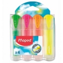 Текст-маркер FLUO PEPS Ultra Soft TRANSPARENT MP.745947, набор 4 шт., блистер, ассорти