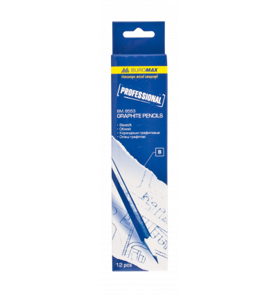 Набор карандашей для черчения PROFESSIONAL, H, синий корпус, карт. коробка 12 шт.