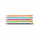 Олівець графітовий WHITE LINE, НВ, з гумкою, асорті, з білою смужкою,туба 20 шт.
